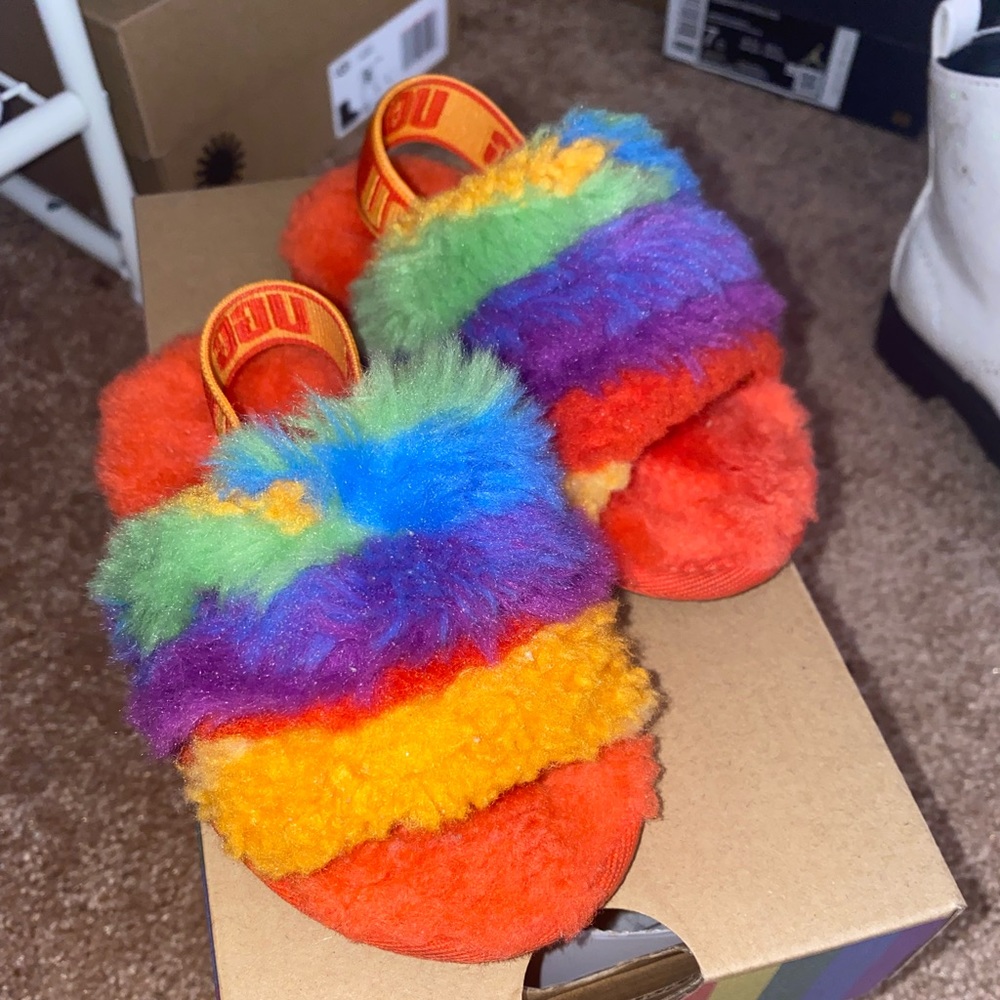 Toddler Rainbow Ugg Slides